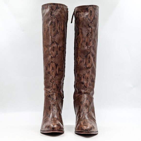 Trask Women Elena Snake Print Leather Western Cowboy Wide Calf Boots size 10 - Picture 2 of 11